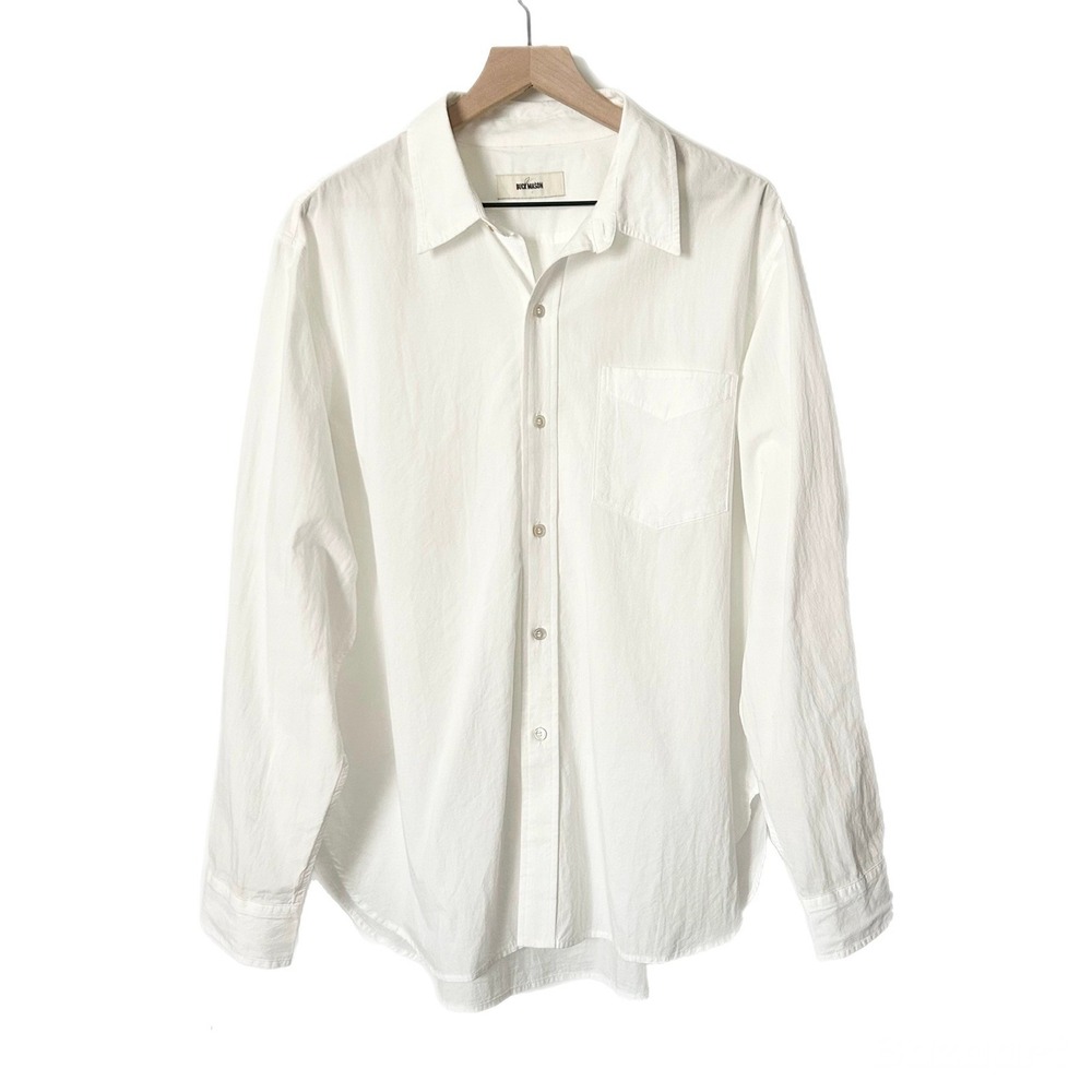 Buck Mason Women's Mainstay Shirt White Cotton Poplin Button Down Size XL